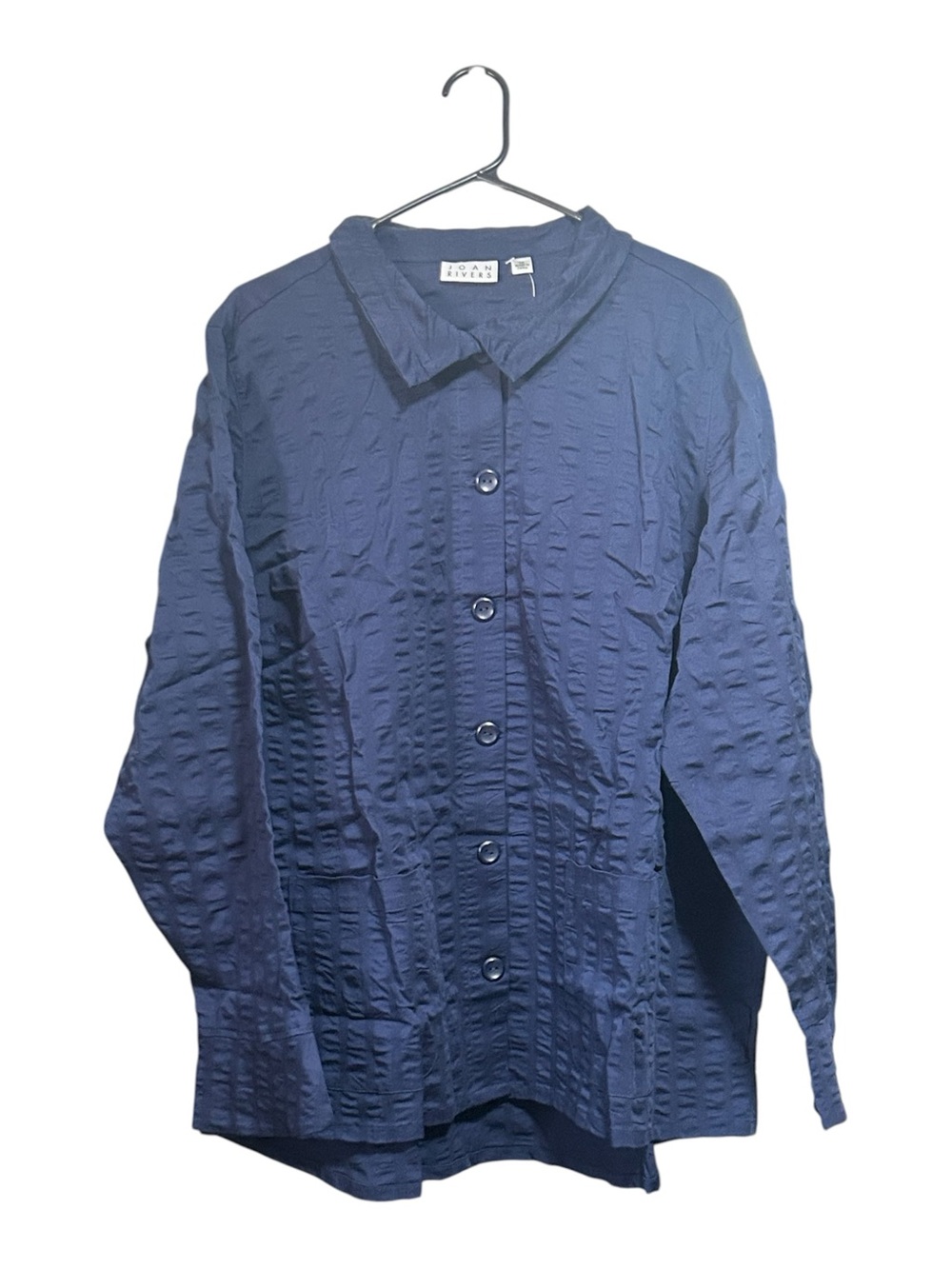 NWOT Joan Rivers Women's Navy Textured Light Weight Button-Front Jacket